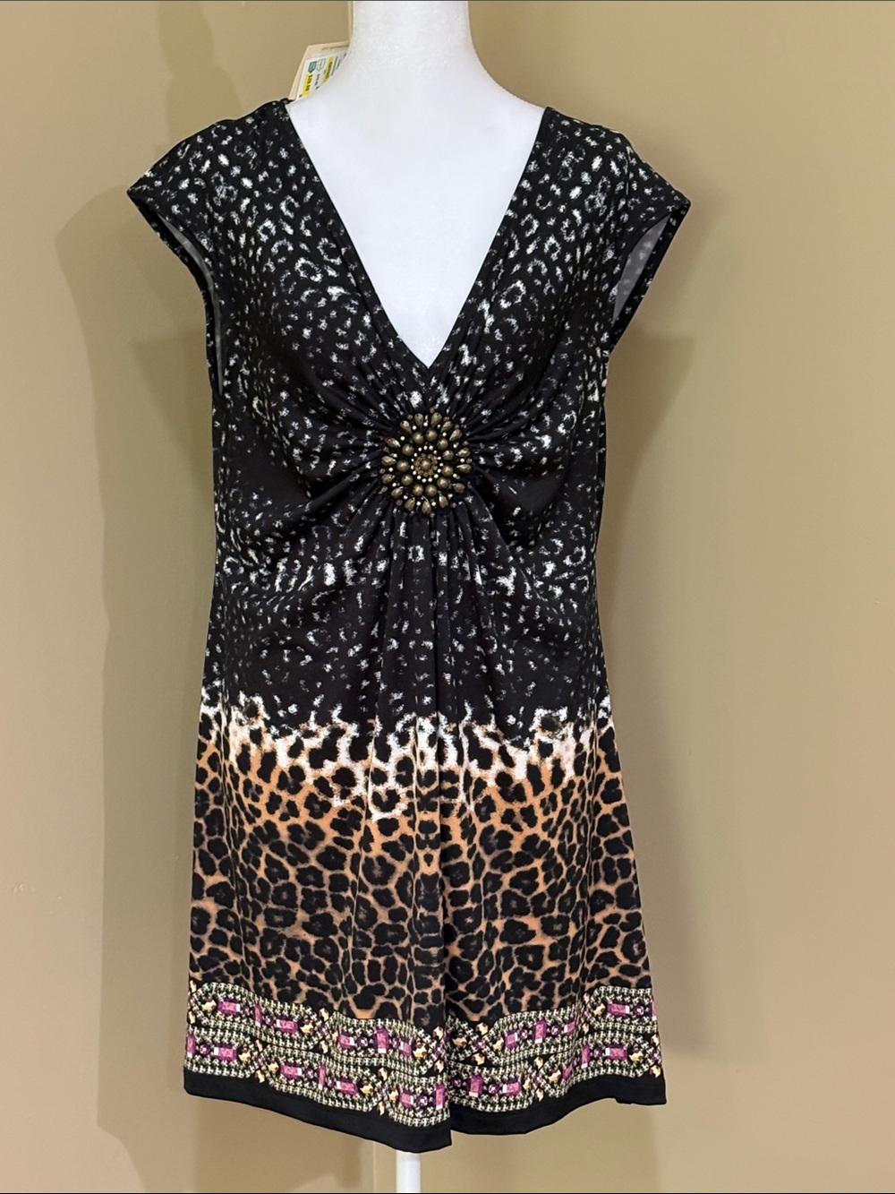 ECI Beige by eci Black and White Embellished Bandeau Top